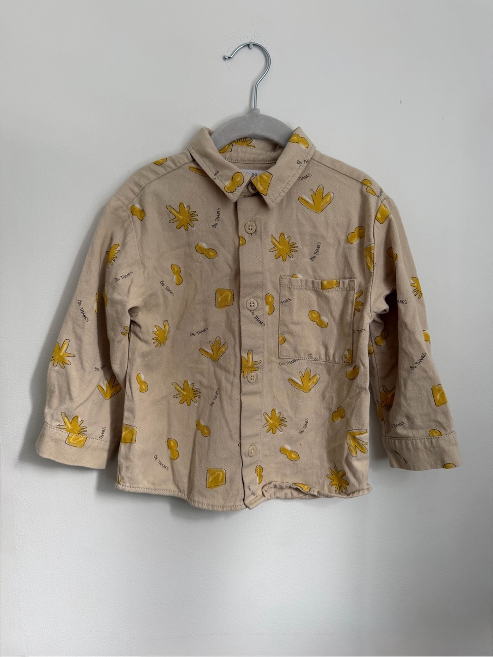 Zara Collared Button-Up Shirt with Abstract Print (Size 2-3)